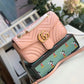 gg Marmont Small Matelassé Shoulder Bag Dusty Pink Matelassé Chevron For Women 10in/26cm gg 443497 DTDIT 5729