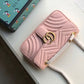 gg Marmont Small Matelassé Shoulder Bag Dusty Pink Matelassé Chevron For Women 10in/26cm gg 443497 DTDIT 5729