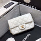 ChanelSmall Pearl Logo Strap Flap Bag White For Women, Women’s Handbags, Shoulder And Crossbody Bags 7in/18cm AS1436