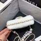 ChanelSmall Pearl Logo Strap Flap Bag White For Women, Women’s Handbags, Shoulder And Crossbody Bags 7in/18cm AS1436