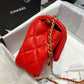 ChanelFlap Bag With ChanelBall On Strap Red For Women, Women’s Handbags, Shoulder And Crossbody Bags 7.8in/20cm AS1787