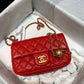 ChanelFlap Bag With ChanelBall On Strap Red For Women, Women’s Handbags, Shoulder And Crossbody Bags 7.8in/20cm AS1787