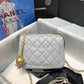 Chanel Classic Flap With Charm Chain With Chanel Details On Strap Bag 17cm/7inch Gold Hardware Grey
