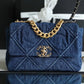 CHL 19 Handbag Denim Blue For Women, Women’s Flap Bag, Shoulder And Crossbody Bags 10.1in/26cm AS1160 B02876 N6832