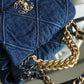 CHL 19 Handbag Denim Blue For Women, Women’s Flap Bag, Shoulder And Crossbody Bags 10.1in/26cm AS1160 B02876 N6832