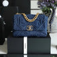CHL 19 Handbag Denim Blue For Women, Women’s Flap Bag, Shoulder And Crossbody Bags 10.1in/26cm AS1160 B02876 N6832