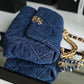 CHL 19 Handbag Denim Blue For Women, Women’s Flap Bag, Shoulder And Crossbody Bags 10.1in/26cm AS1160 B02876 N6832