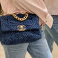 CHL 19 Handbag Denim Blue For Women, Women’s Flap Bag, Shoulder And Crossbody Bags 10.1in/26cm AS1160 B02876 N6832