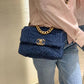 CHL 19 Handbag Denim Blue For Women, Women’s Flap Bag, Shoulder And Crossbody Bags 10.1in/26cm AS1160 B02876 N6832