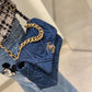 CHL 19 Handbag Denim Blue For Women, Women’s Flap Bag, Shoulder And Crossbody Bags 10.1in/26cm AS1160 B02876 N6832