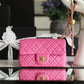 Chanel Classic Flap With Charm Chain With Chanel Ball On Strap Bag 20cm Gold Toned Hardware Lambskin Leather Spring/Summer Collection, Pink