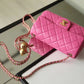 Chanel Classic Flap With Charm Chain With Chanel Ball On Strap Bag 20cm Gold Toned Hardware Lambskin Leather Spring/Summer Collection, Pink