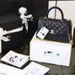 Chanel Coco With Top Handle Bag Gold Toned Hardware Black For Women 9.4in/24cm
