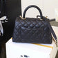 Chanel Coco With Top Handle Bag Gold Toned Hardware Black For Women 9.4in/24cm