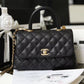 ChanelMedium Flap Bag With Top Handle Black For Women, Women’s Handbags, Shoulder And Crossbody Bags 9in/23cm A92990