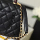 ChanelMedium Flap Bag With Top Handle Black For Women, Women’s Handbags, Shoulder And Crossbody Bags 9in/23cm A92990