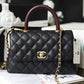 ChanelMedium Flap Bag With Top Handle Black For Women, Women’s Handbags, Shoulder And Crossbody Bags 9in/23cm A92990