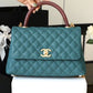 ChanelLarge Flap Bag With Top Handle Teal For Women, Women’s Handbags, Shoulder And Crossbody Bags 11in/28cm A92991