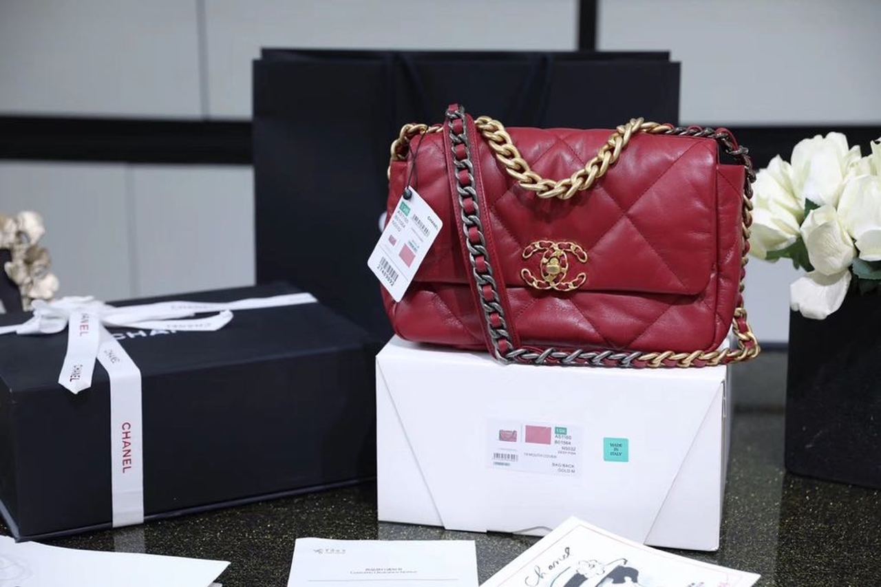CHL 19 Handbag 26cm Burgundy For Women AS1160