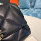 CHL 19 Flap Bag 30cm Goatskin Leather Spring/Summer Act 1 Collection, Black