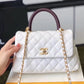 Chanel Coco Handle Quilted Lizard Handle Bag 24cm Caviar Leather Gold Hardware Spring/Summer Act 1 Collection, White