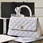 Chanel Coco With Top Handle Bag Gold Toned Hardware White For Women 9.4in/24cm