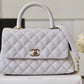 Chanel Coco With Top Handle Bag Gold Toned Hardware White For Women 9.4in/24cm