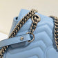 gg Marmont Small Matelassé Shoulder Bag Sky Blue Matelassé Chevron For Women 10in/26cm gg