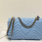 gg Marmont Small Matelassé Shoulder Bag Sky Blue Matelassé Chevron For Women 10in/26cm gg