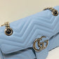gg Marmont Small Matelassé Shoulder Bag Sky Blue Matelassé Chevron For Women 10in/26cm gg