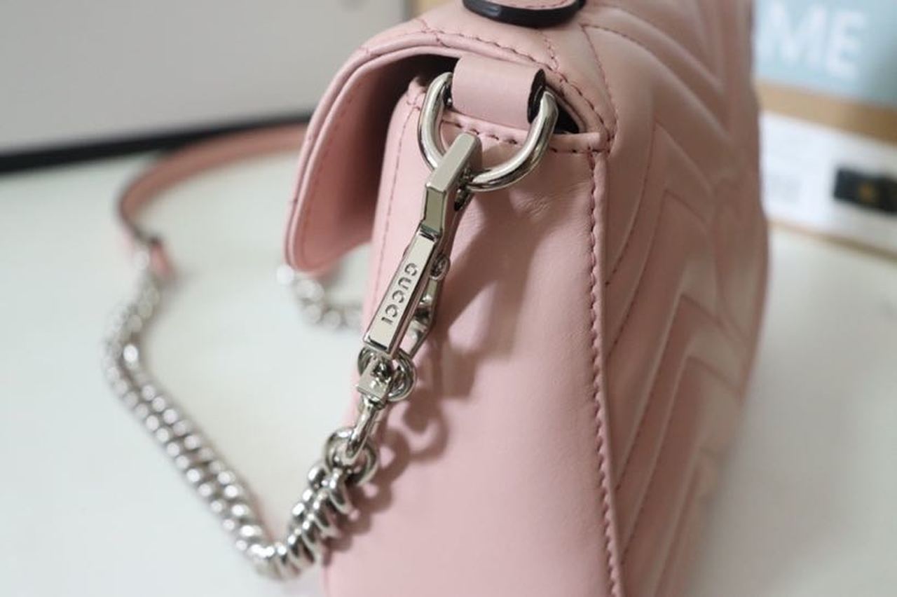 gg Marmont Mini Top Handle Bag Dusty Pink Matelassé  For Women 8.3in/21cm  547260 DTDIT 5729