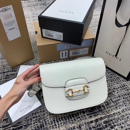 gg Horsebit 1955 Shoulder Bag White For Women 9.8in/25cm gg ‎602204 1DB0G 9022