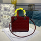 DI Medium Lady Bag With Chain Silver Hardware Burgundy Women’s Handbags 24cm/9in CD