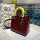 DI Medium Lady Bag With Chain Silver Hardware Burgundy Women’s Handbags 24cm/9in CD