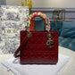 DI Medium Lady Bag Cherry Red Patent Cannage For Women 24cm/9in CD M0565OWCB_M323