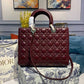 DI Large Lady Bag Gold Toned Hardware Burgundy Cannage For Women 12.5in/32cm CD