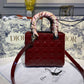 DI Medium Lady Bag Gold Toned Hardware Burgundy Patent For Women 9.5in/24cm CD