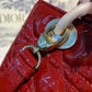 DI Medium Lady Bag Gold Toned Hardware Burgundy Patent For Women 9.5in/24cm CD