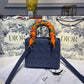 DI Small Lady Bag Silver Hardware Deep Blue Patent For Women 8in/20cm CD