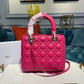 DI Medium Lady Bag Gold Toned Hardware Hot Pink For Women 9.5in/24cm CD