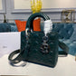 DI Small Lady Bag Silver Hardware Forest Green For Women 8in/20cm CD