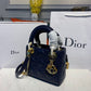 DI Mini Lady Bag with Chain Gold Toned Hardware Navy Blue For Women 6.5in/17cm CD