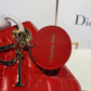 DI Small Lady Bag Red Patent Gold Toned Hardware For Women 8in/20cm CD