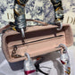 DI Medium Lady Bag Silver Hardware with Embellished Bag Strap Pink For Women 9.5in/24cm CD