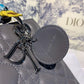 DI Medium Lady Bag Silver Hardware with Embellished Bag Strap Dark Grey For Women 9.5in/24cm CD