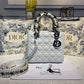 DI Medium Lady Bag Silver Hardware with Embellished Bag Strap White For Women 9.5in/24cm CD