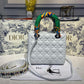 DI Medium Lady Bag Silver Hardware with Embellished Bag Strap White For Women 9.5in/24cm CD