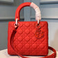 DI Medium Lady Bag Matte Hardware Red Ultramatte For Women 9.5in/24cm CD