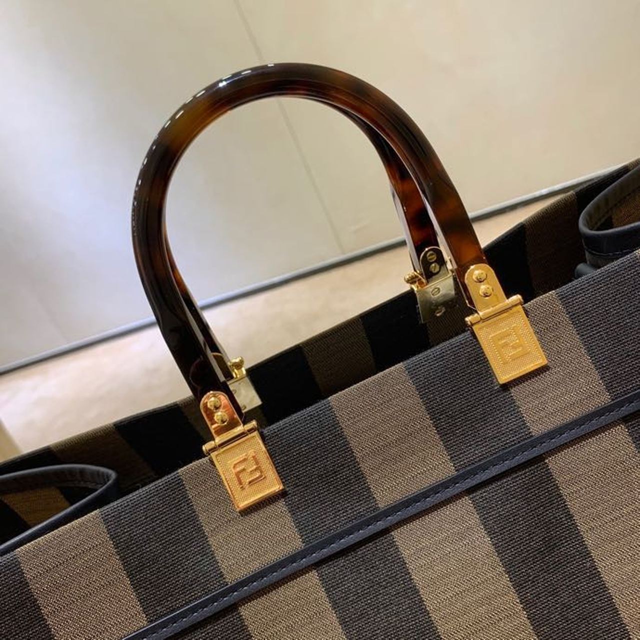 FI Sunshine Large Canvas Tote Bag Brown For Women, Women’s Handbags, Shoulder Bags 15.7in/40cm FF 8BH372ABVTF1BAH