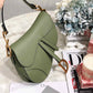 DI Cedar Green Grained Saddle Bag Gold Toned Hardware Canvas For Women 25cm/10in CD M0446CBAA_M67H